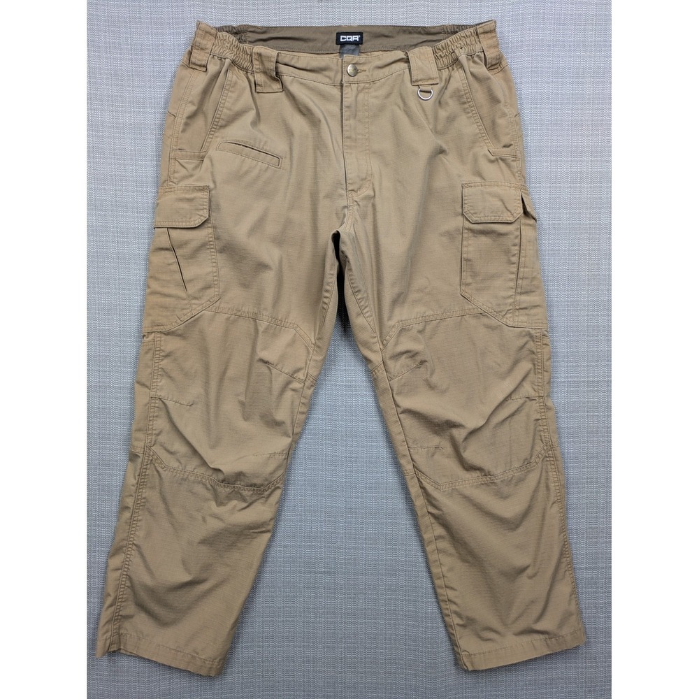 CQR Cargo Pants Mens 36x29 (40x30) Beige Elastic Waist Outdoor Workwear